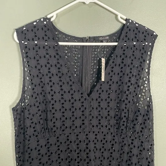 Madewell Eyelet V-Neck Maxi Dress Black size 16 NWT FLAWED