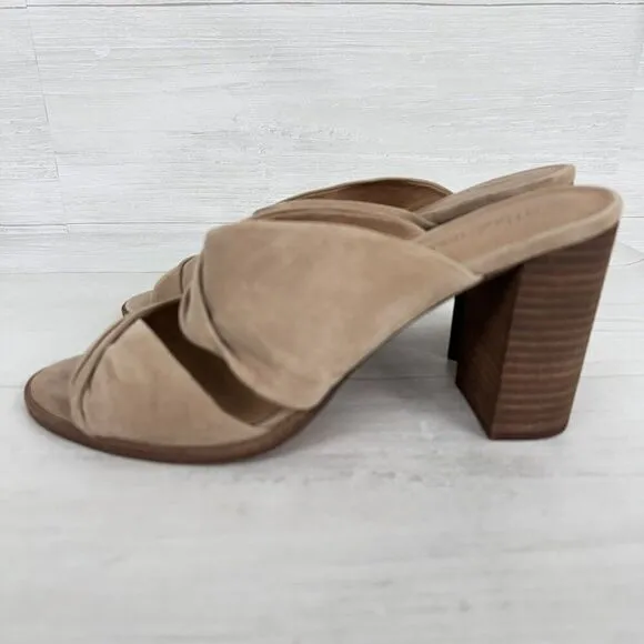 Madewell Gesine Mule Sandals Women 10 Taupe Suede Slip On Block Heel Open Toe