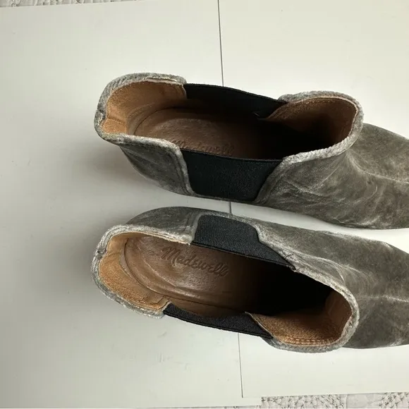 Madewell gray velvet heeled ankle boots sz 9.5