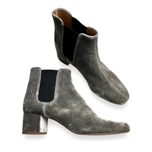 Madewell gray velvet heeled ankle boots sz 9.5