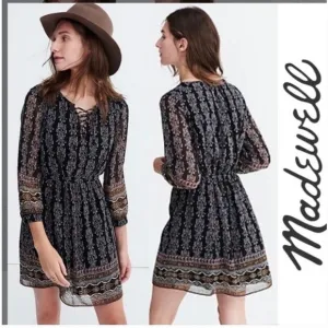 Madewell Lace-Up Dress in Burnished Floral Size 6