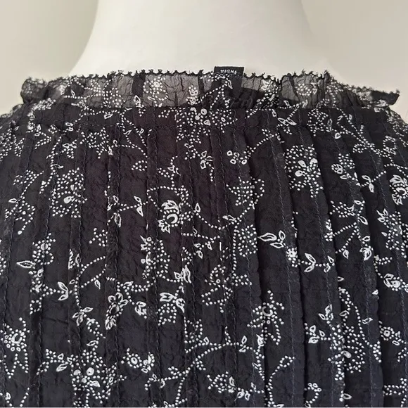 MADEWELL Ruffle-Neck Button-Front Mini Dress in Dotted Vines, XS