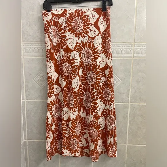 Madewell Silk Midi Slip Skirt in Sunflower Season Size 6
