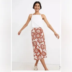 Madewell Silk Midi Slip Skirt in Sunflower Season Size 6