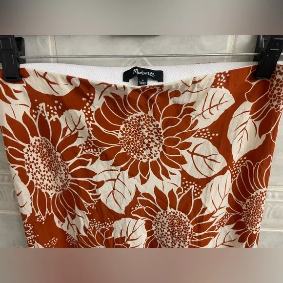 Madewell Silk Midi Slip Skirt in Sunflower Season