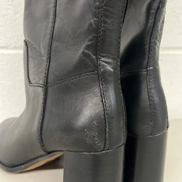 Madewell sz8.5 black the Selina tall boot leather heeled riding boots solid