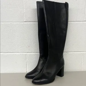 Madewell sz8.5 black the Selina tall boot leather heeled riding boots solid