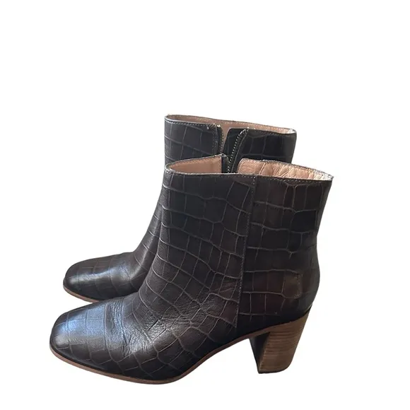 Madewell The Greer Boot in Croc Embossed Leather Sz 9.5