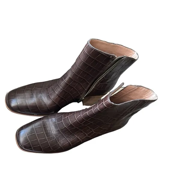 Madewell The Greer Boot in Croc Embossed Leather Sz 9.5