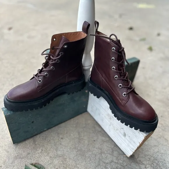 Madewell The Rayna Lace-Up Boot in Leather NIB