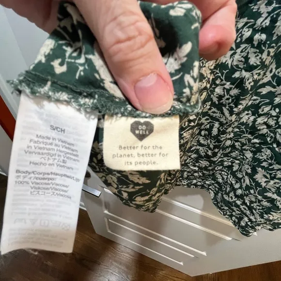 Madewell Tunic shirt/dress, green and cream floral. Size S. EUC