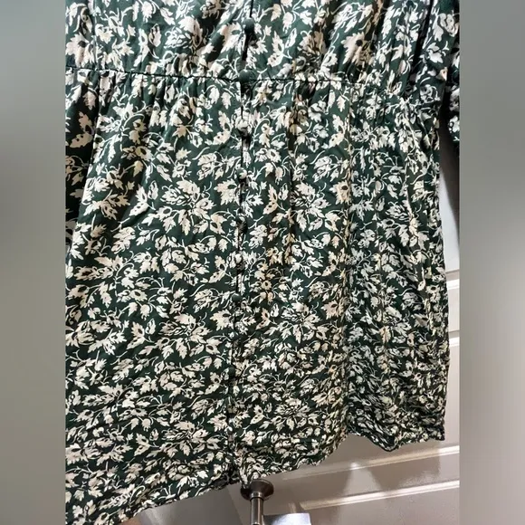 Madewell Tunic shirt/dress, green and cream floral. Size S. EUC