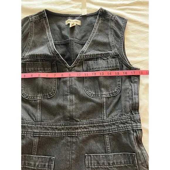 Madewell Women's Denim Cap-Sleeve Mini Dress in Tarrybrook Wash Black Size 6