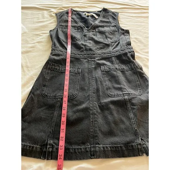 Madewell Women's Denim Cap-Sleeve Mini Dress in Tarrybrook Wash Black Size 6