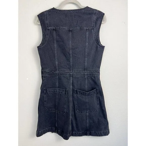 Madewell Women's Denim Cap-Sleeve Mini Dress in Tarrybrook Wash Black Size 6