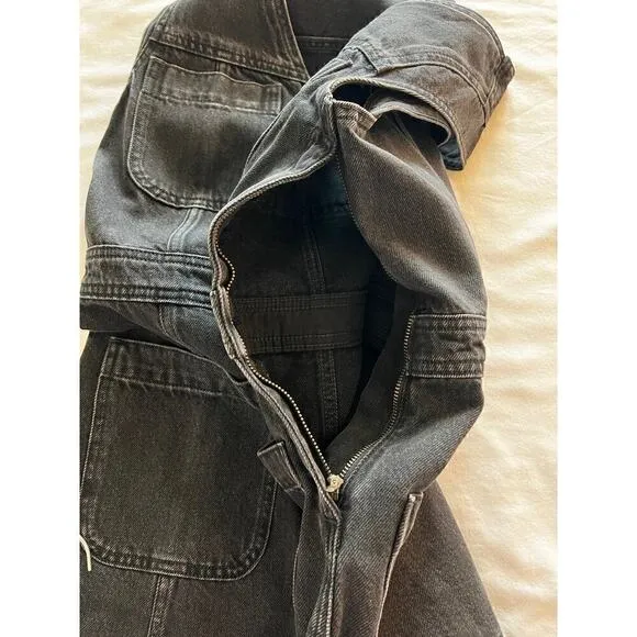 Madewell Women's Denim Cap-Sleeve Mini Dress in Tarrybrook Wash Black Size 6