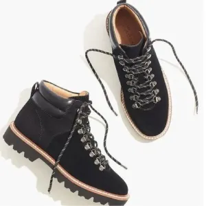 Madewell Women’s Enzo City walk Lugsole Hiking Boots Black Suede Size 10