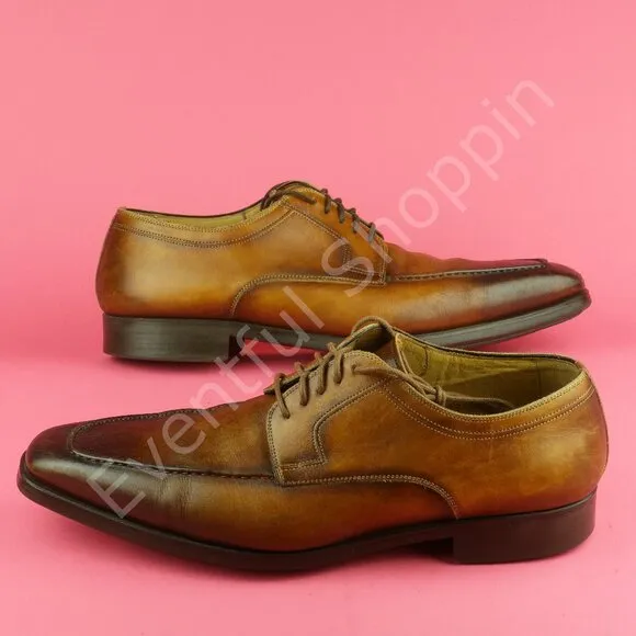 Magnanni Romelo Apron Toe Derby Dress Shoes in Cognac Brown Size 10.5