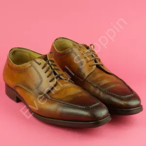 Magnanni Romelo Apron Toe Derby Dress Shoes in Cognac Brown Size 10.5