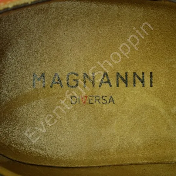 Magnanni Romelo Apron Toe Derby Dress Shoes in Cognac Brown Size 10.5