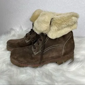 𝅺MANAS Suede Lace Up Hiking Winter Boots 37