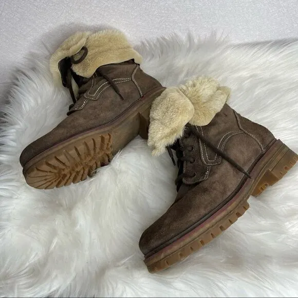 𝅺MANAS Suede Lace Up Hiking Winter Boots 37
