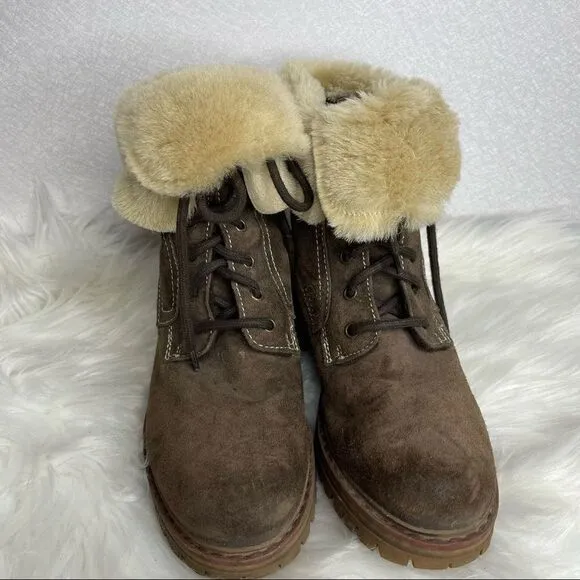 𝅺MANAS Suede Lace Up Hiking Winter Boots 37