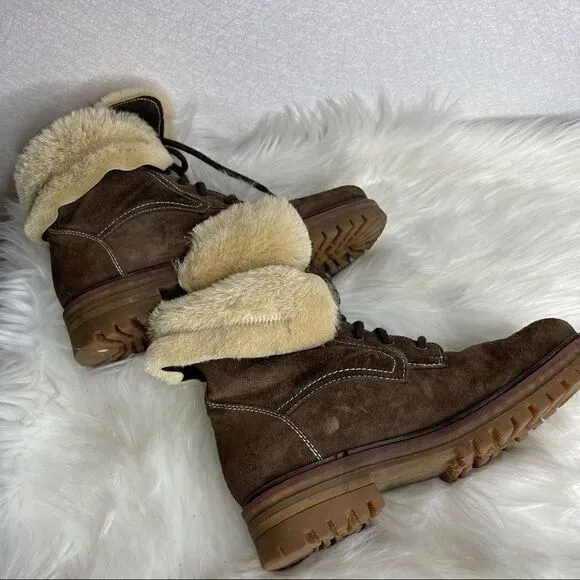 𝅺MANAS Suede Lace Up Hiking Winter Boots 37