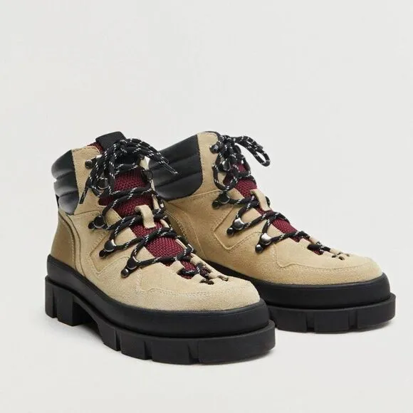 Mango Hiking Mountain Boots New Genuine Leather Suede