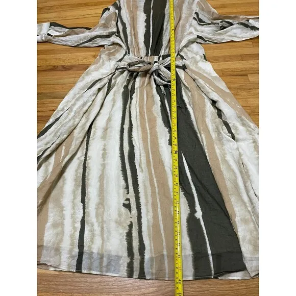 Mango Zoey Shirt Dress Women's 20 Brown Tie-Dye Stripe Lightweight