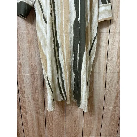 Mango Zoey Shirt Dress Women's 20 Brown Tie-Dye Stripe Lightweight