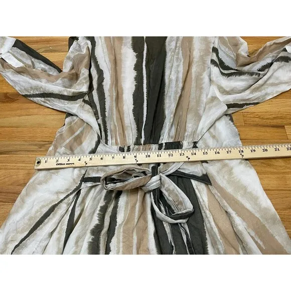 Mango Zoey Shirt Dress Women's 20 Brown Tie-Dye Stripe Lightweight