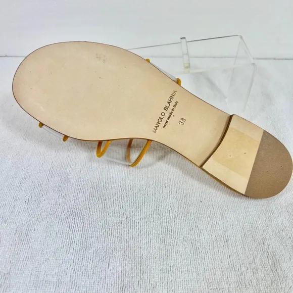 Manolo Blahnik Invy Clear Two-Band Flat Sandals in Yellow