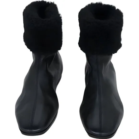 MANSUR GAVRIEL Cosy Shearling Cuff Leather Boots Black EU 36 Women