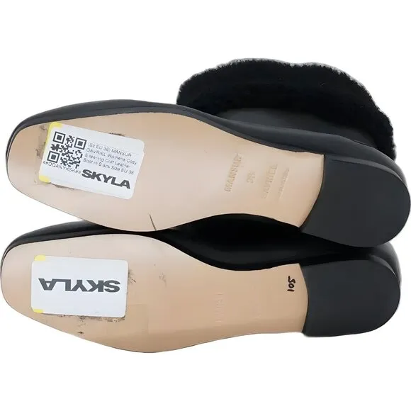MANSUR GAVRIEL Cosy Shearling Cuff Leather Boots Black EU 36 Women