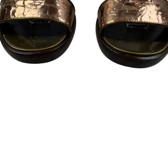 Marc by Marc Jacobs Slip On Mules Sandals Metallic Open Toe Block Heels Women's