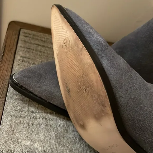 Marc Fisher Ankle Boots Pointy Toe Chunky Heel Gray Suede Size 7M