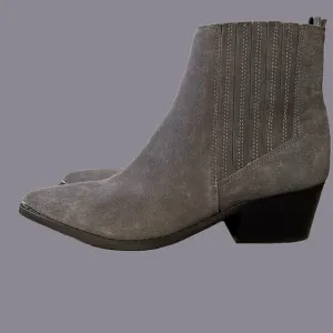 Marc Fisher Ankle Boots Pointy Toe Chunky Heel Gray Suede Size 7M