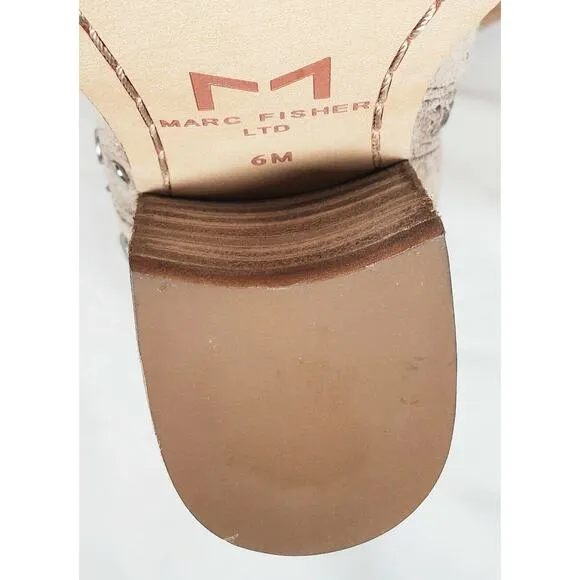 Marc Fisher Deni Beige Studded Suede Leather Zip Ankle Boots Size 6M NWOB