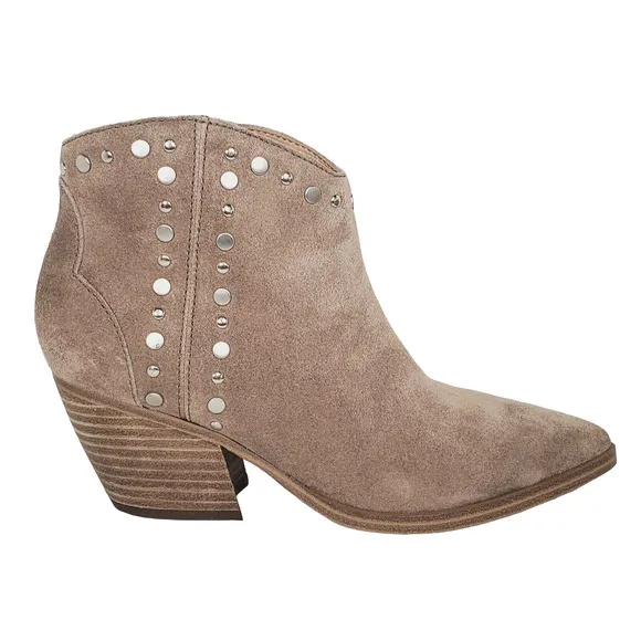 Marc Fisher Deni Beige Studded Suede Leather Zip Ankle Boots Size 6M NWOB