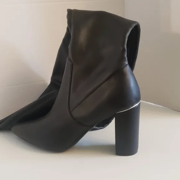 Marc Fisher Faux-Leather Over the Knee Black Dress Boots Size 9.5