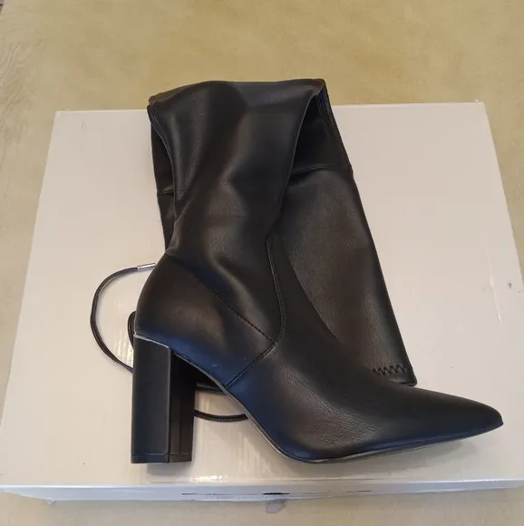 Marc Fisher Faux-Leather Over the Knee Black Dress Boots Size 9.5