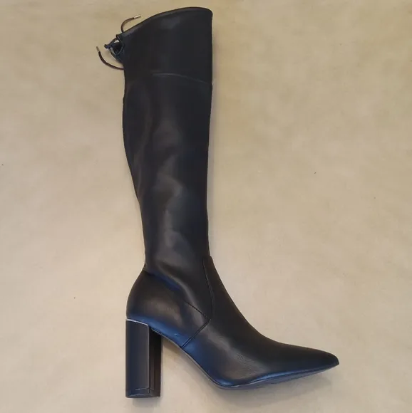 Marc Fisher Faux-Leather Over the Knee Black Dress Boots Size 9.5