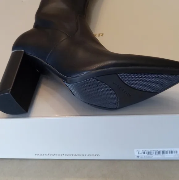 Marc Fisher Faux-Leather Over the Knee Black Dress Boots Size 9.5