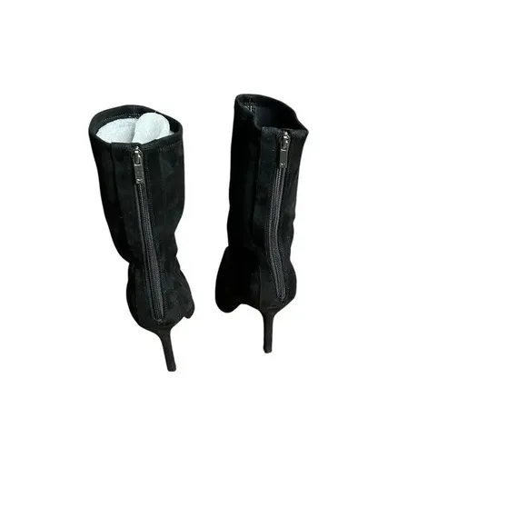 Marc Fisher Ltd 8.5 Velour Black Zip Up Ankle Boots High Heels Women’s