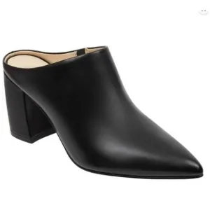 Marc Fisher MFragni Classic Heeled Pointed Toe Black Leather Mules Size 8