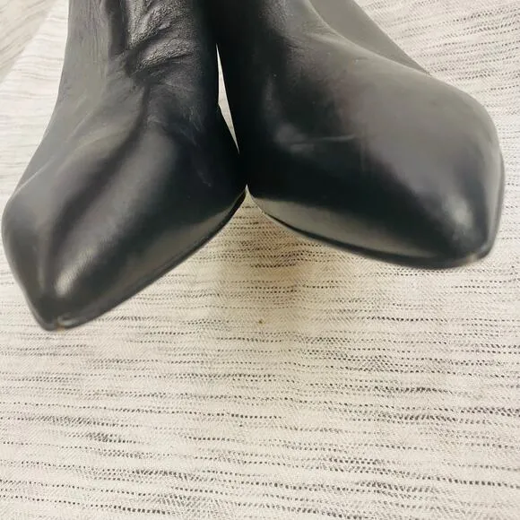 Marc Fisher MFragni Classic Heeled Pointed Toe Black Leather Mules Size 8