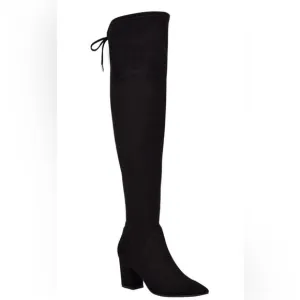 Marc Fisher Reda Women’s Faux Suede Cold WeatherOver-The-Knee Boots Black