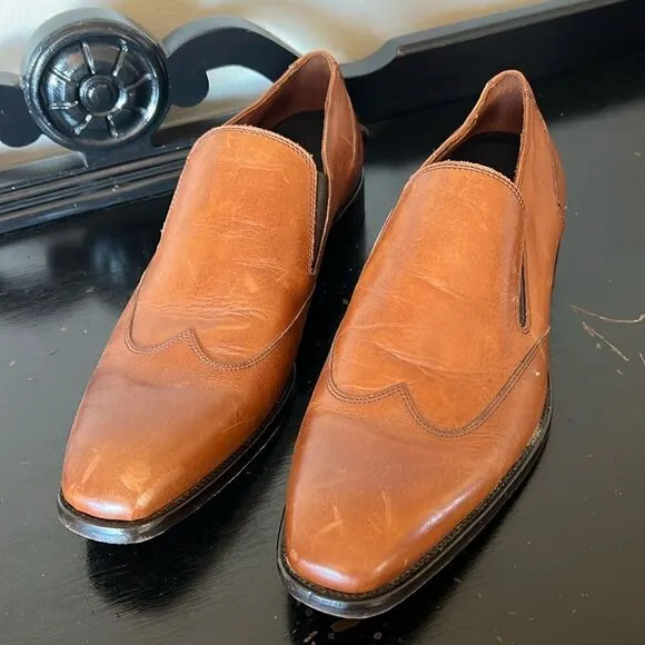 Massimo Matteo Firenze Cuoio (Hand Made In Italy) Brown Leather WINGTIP Shoes