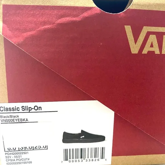 💖MEGA SALE💖Vans Slip On Black Low Top Casual Shoes Men's Sneakers VN000EYEBKA